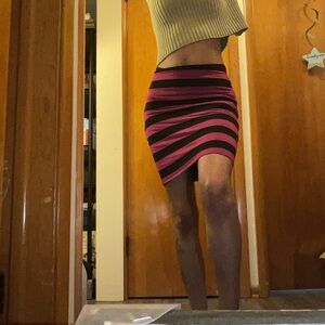 Lily Rose Pink and Black Striped Pencil Skirt